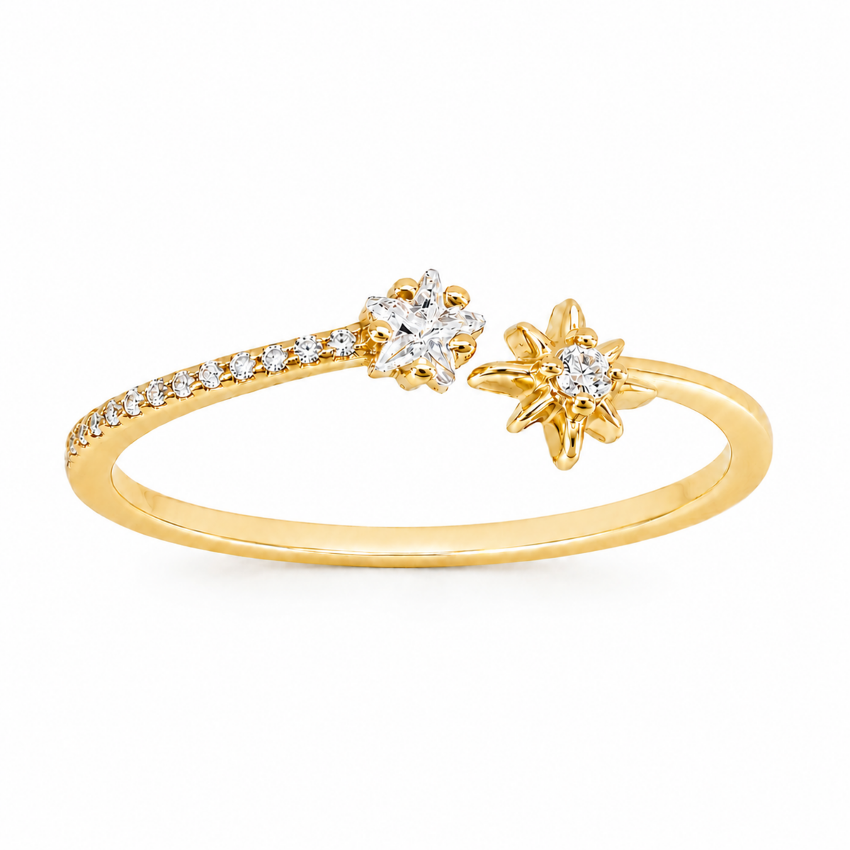 Celestia ayarlanabilir rodyum gold kaplamalı 925 ayar gümüş yüzük