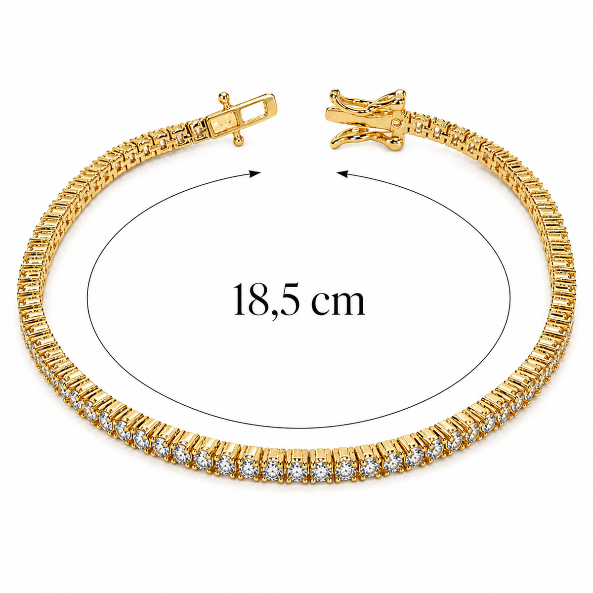 EYSSEA Velora 925 ayar gümüş rodyum gold kaplama zirkon ve özel kristal taşlı su yolu bileklik stüdyo ürün görseli 18,5