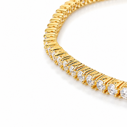 EYSSEA Velora rodyum gold kaplama su yolu bileklik 4 mm taş kalınlığı ve kolay klips detayı yakın çekim görseli