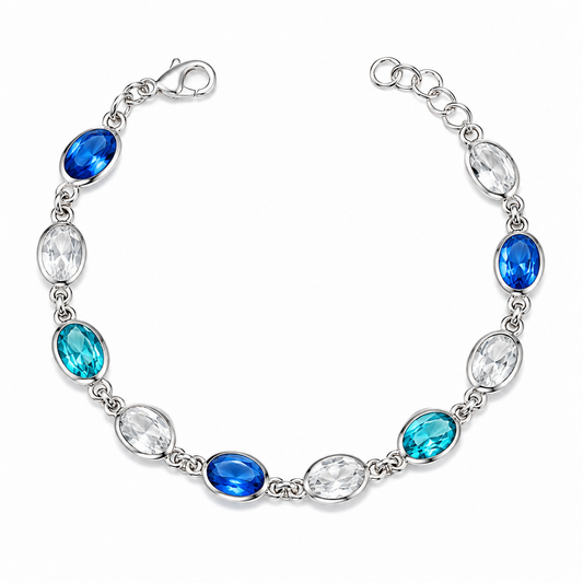 Zenoria aqua Swarovski taşlı gümüş bileklik stüdyo çekimi
