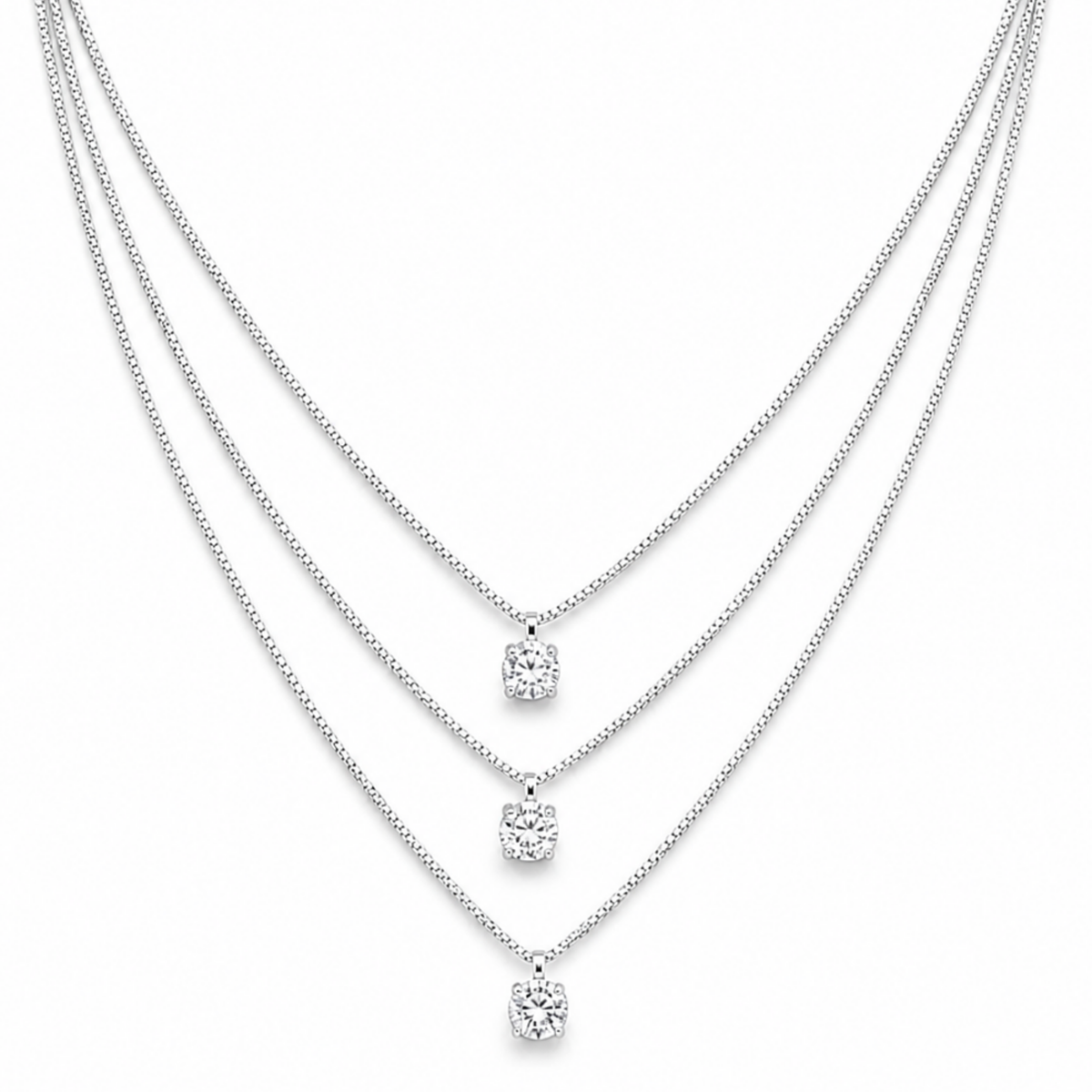 Beyaz fonda cassira silver kolye Swarovski taşlı  925 ayar gümüş kolye
