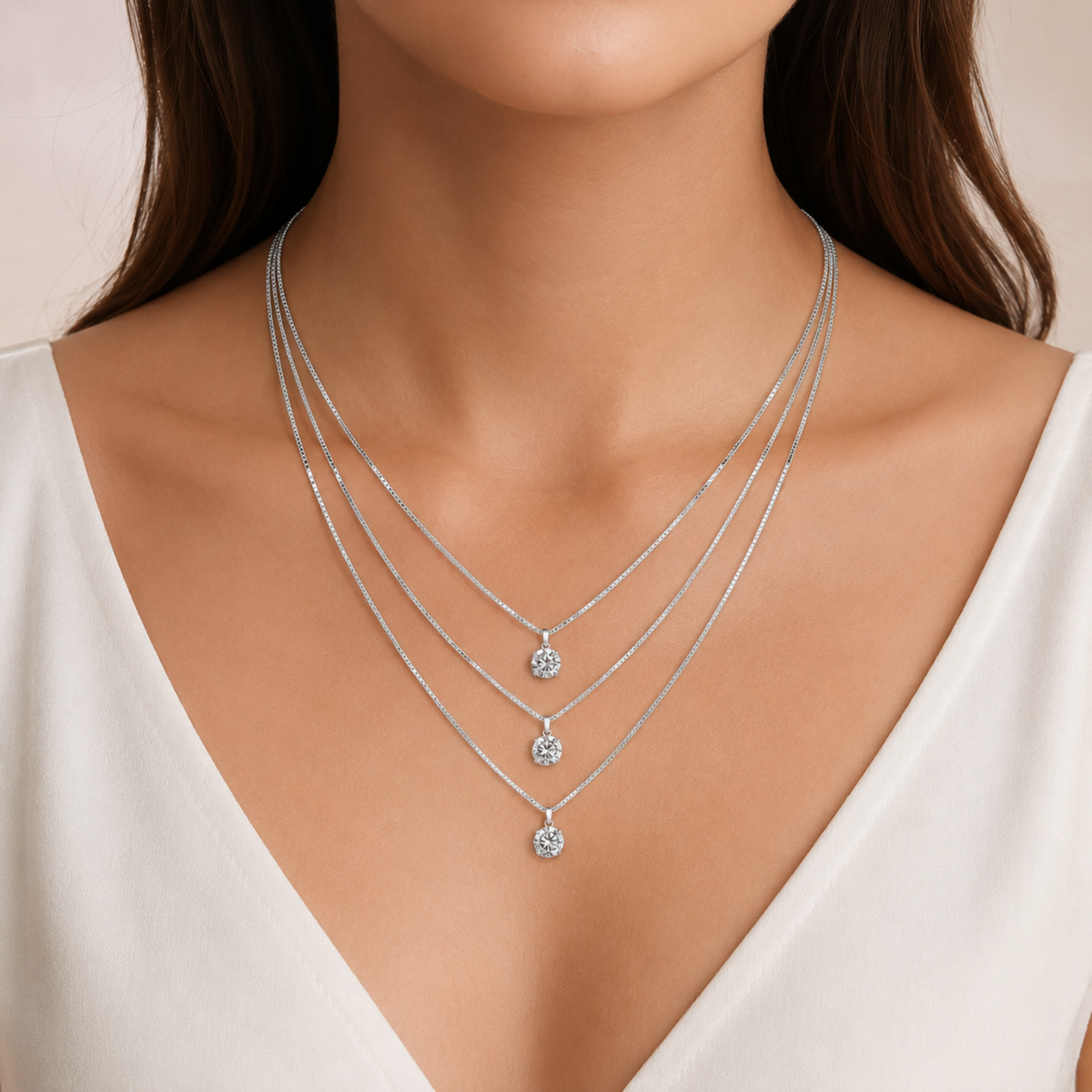 manken çekim cassira silver kolye Swarovski taşlı  925 ayar gümüş kolye
