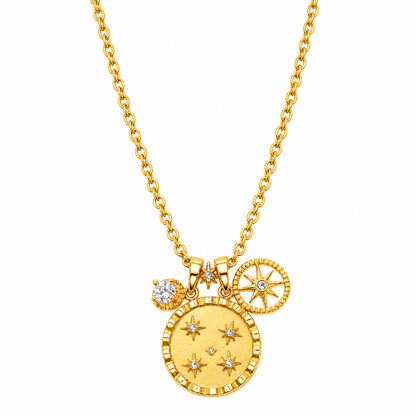 EYSSEA Stellara 925 ayar gümüş rodyum gold kaplama zirkon taşlı yıldız detaylı charm kolye stüdyo ürün görseli
