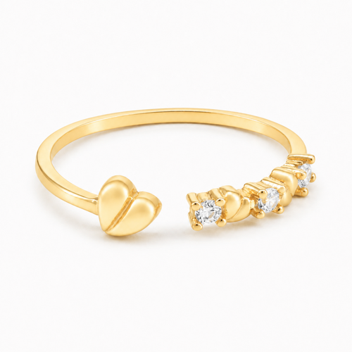 Beyaz fonda Corvella zirkon taşlı rodyum gold kaplamalı 925 ayar gümüş ayarlanabilir yüzük
