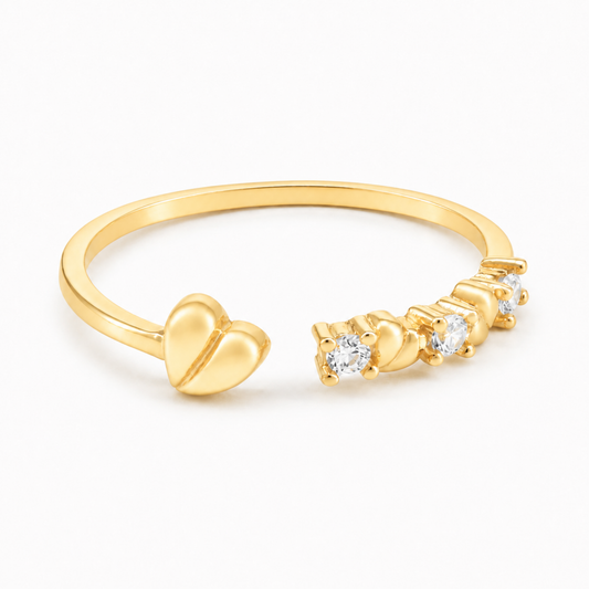Beyaz fonda Corvella zirkon taşlı rodyum gold kaplamalı 925 ayar gümüş ayarlanabilir yüzük
