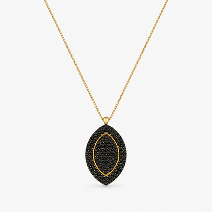 EYSSEA Onxia Gold gümüş siyah zirkon taşlı kadın kolye beyaz stüdyo ürün görseli